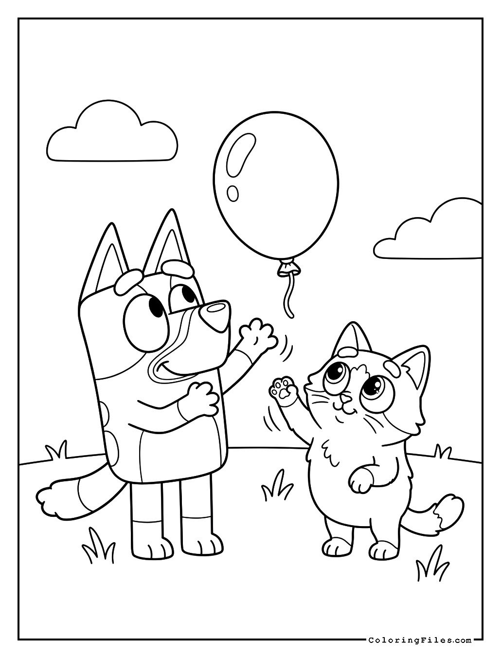 Bluey and a Cat Playing Keepy-Uppy