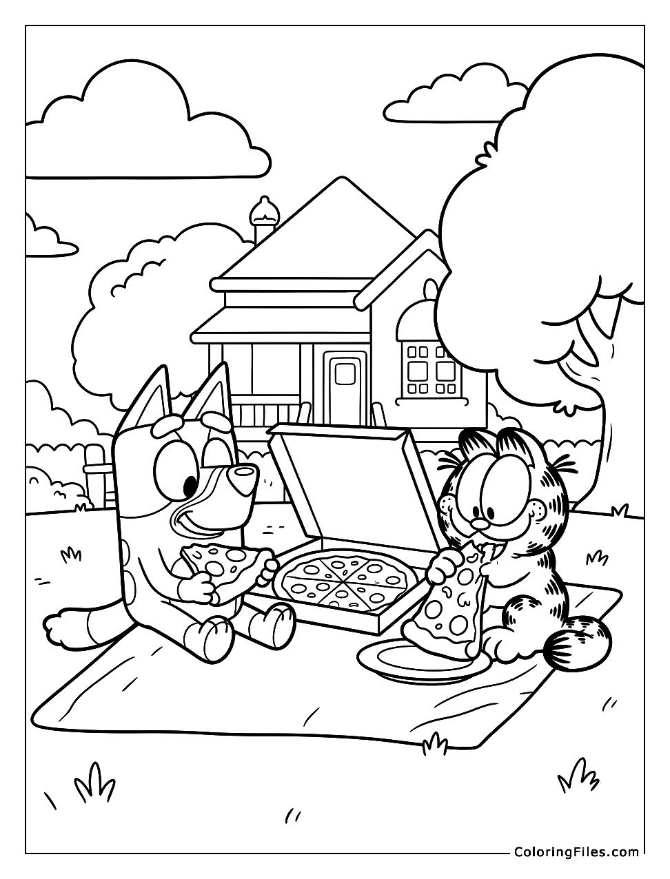 Bluey and Garfield Pizza Party
