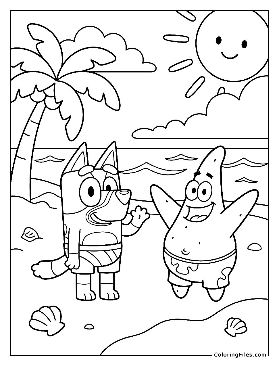 Bluey and Patrick Star Beach Day
