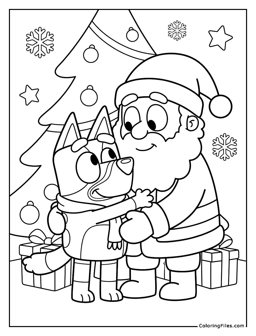 Bluey and Santa Share a Hug