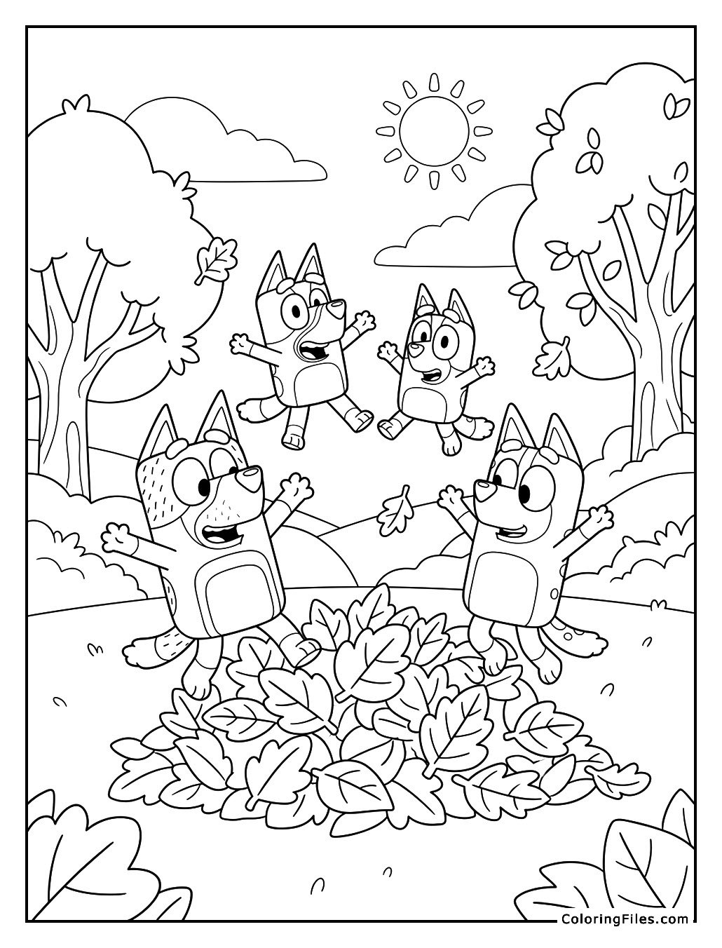 Bluey’s Family Autumn Leaf Pile Jump