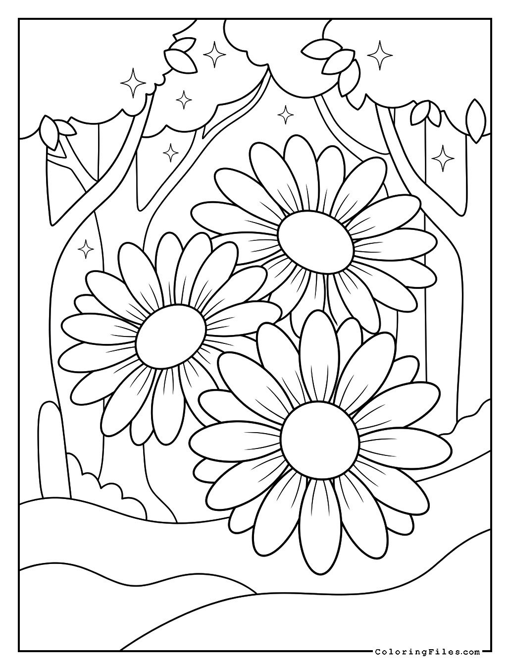 Bright Daisies in a Magical Forest