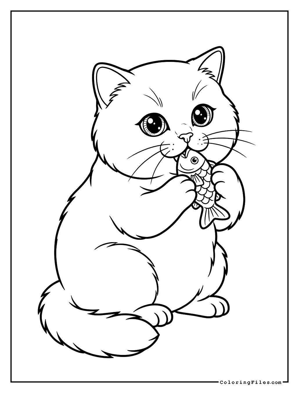British Shorthair Eating a Fish Treat