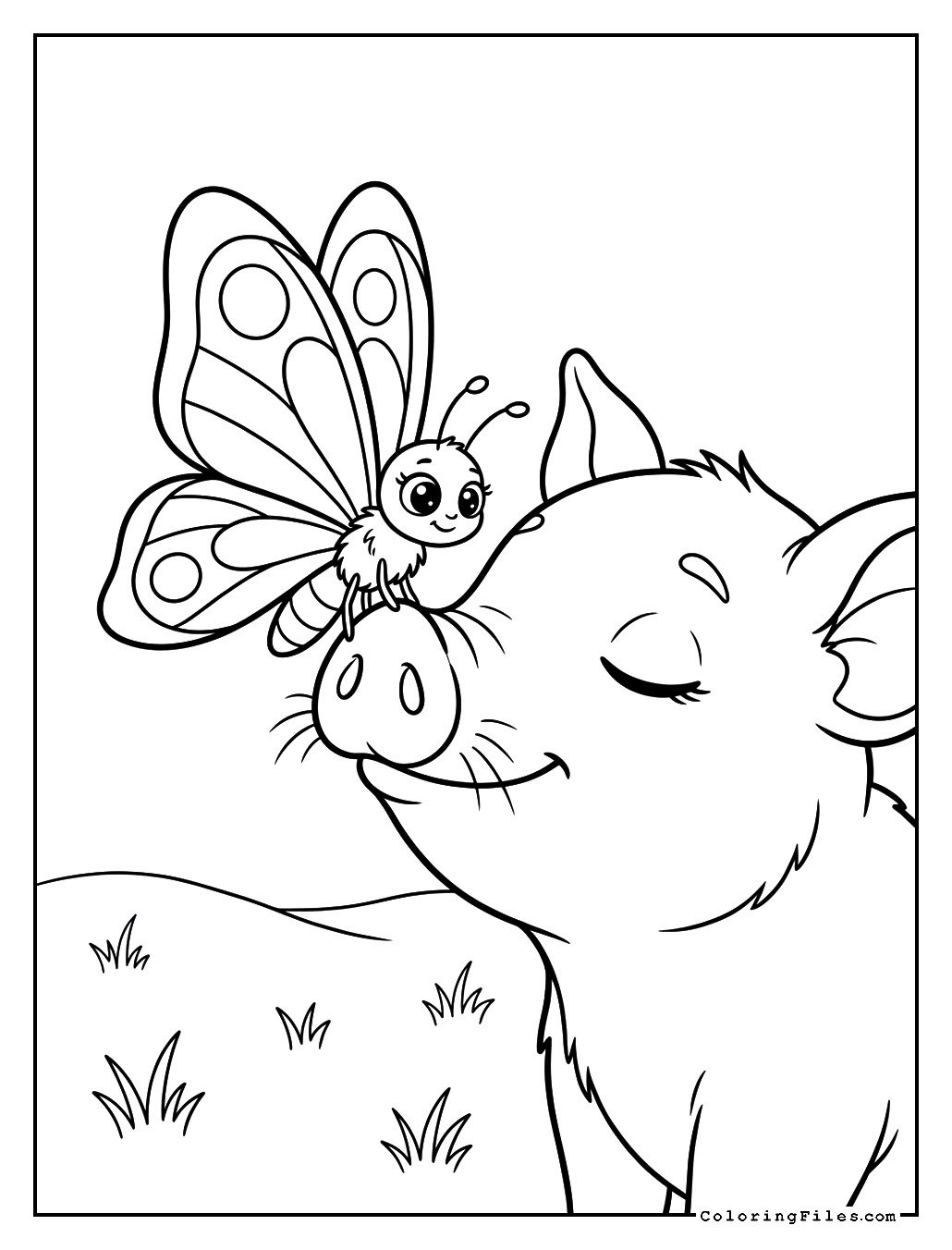 Butterfly Resting on Piglet’s Nose