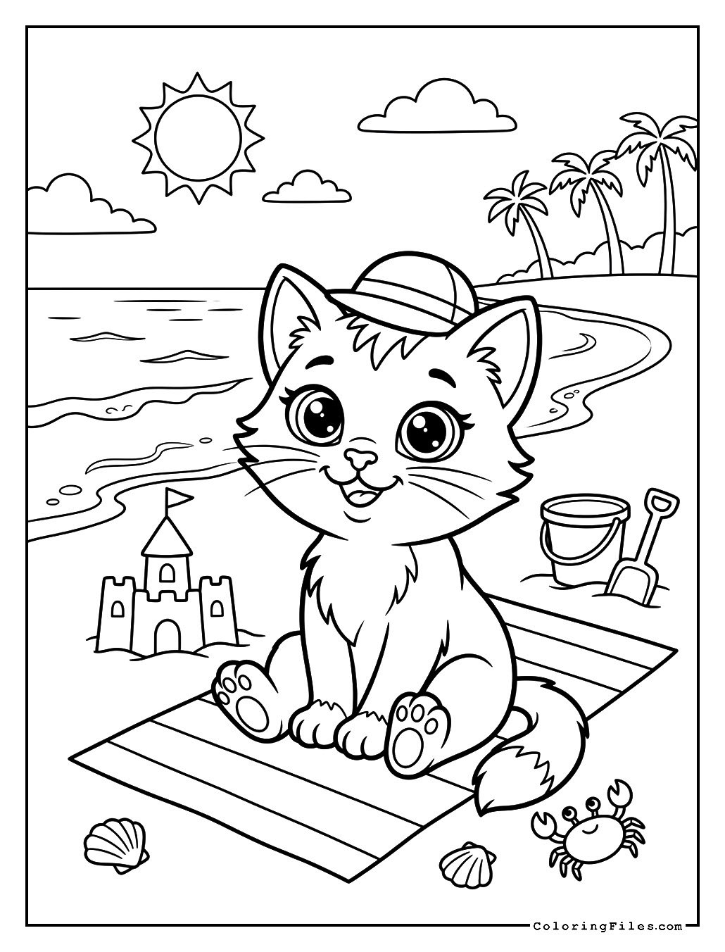 Cat Enjoying a Beach Vacation