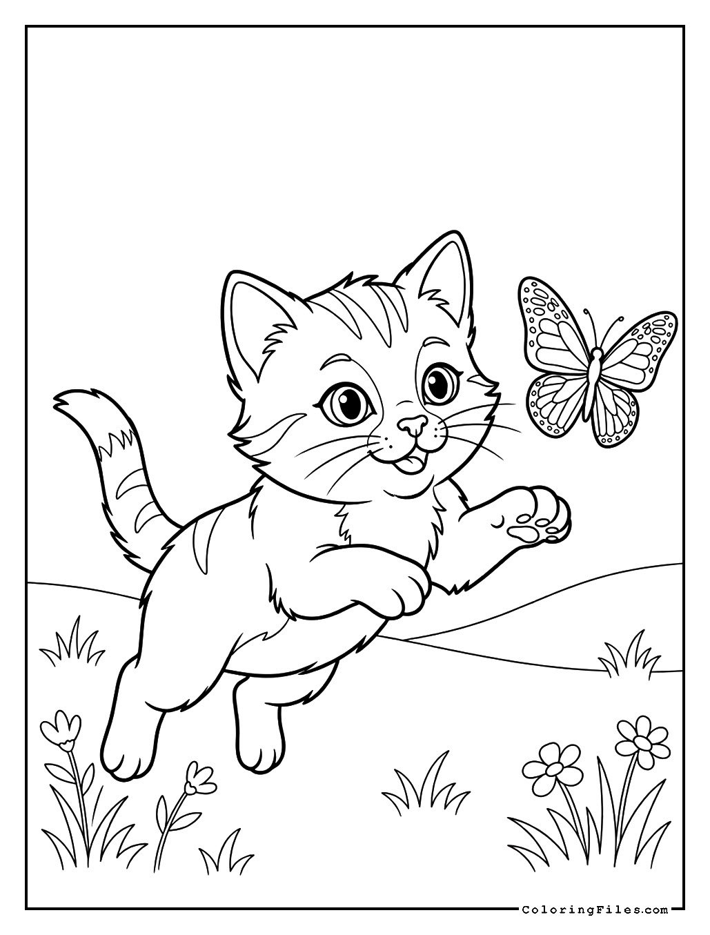 Cat Pouncing on a Butterfly