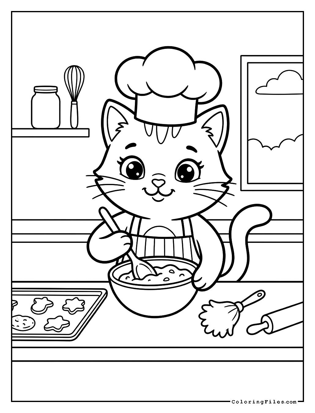 Chef Cat Baking Delicious Cookies