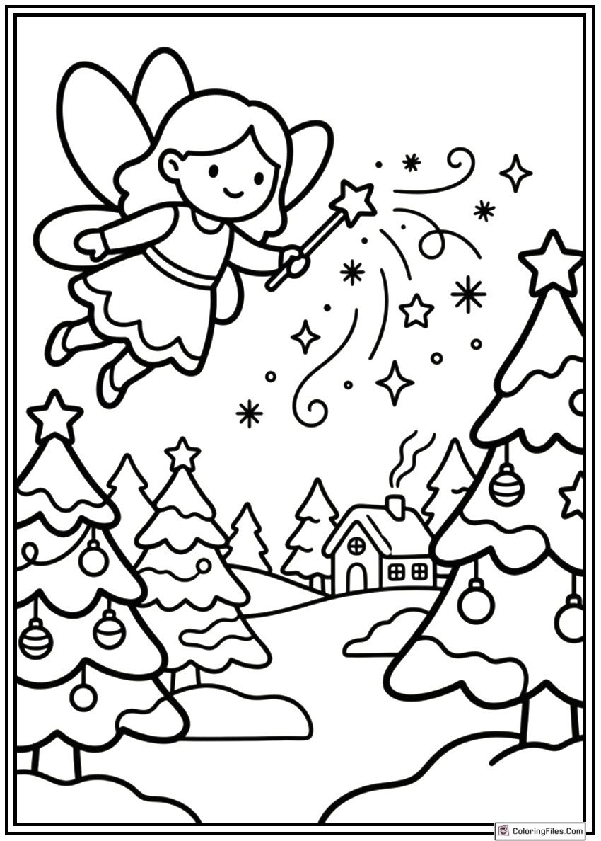 Christmas Fairy Sprinkling Holiday Magic Across a Winter Forest