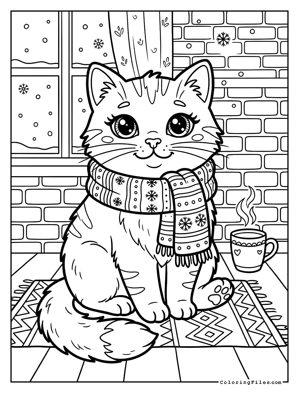 Cozy Winter Cat with a Scarf