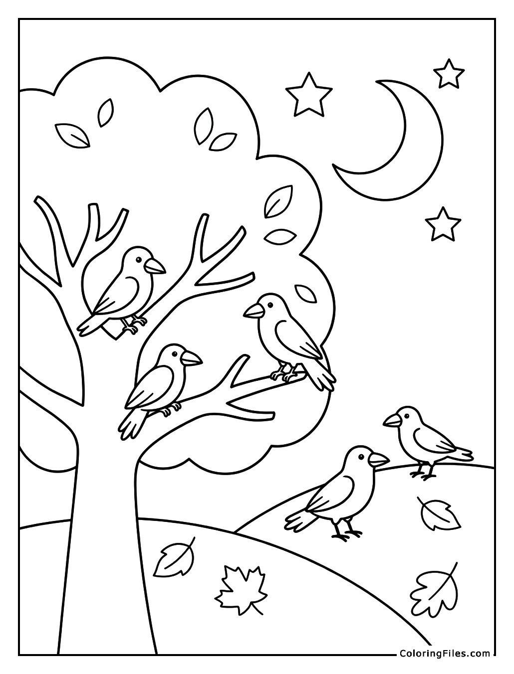 Crows Gathering at Dusk