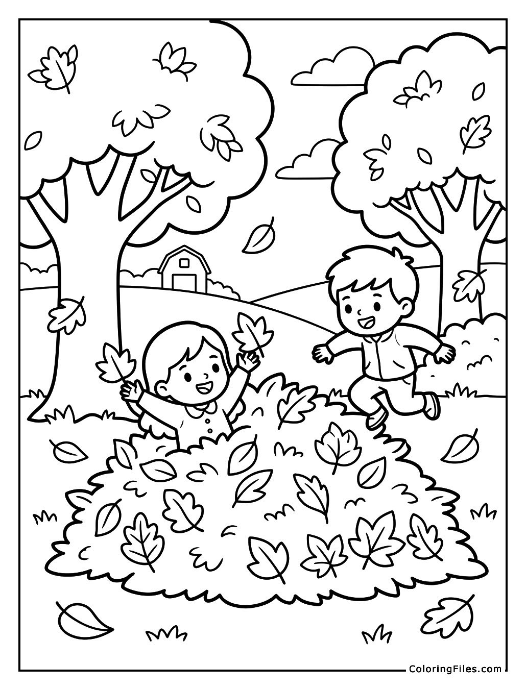 Crunchy Leaf Pile Fun