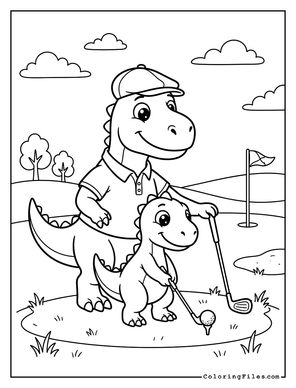 Dad’s Day Dino And Dad Play Golf