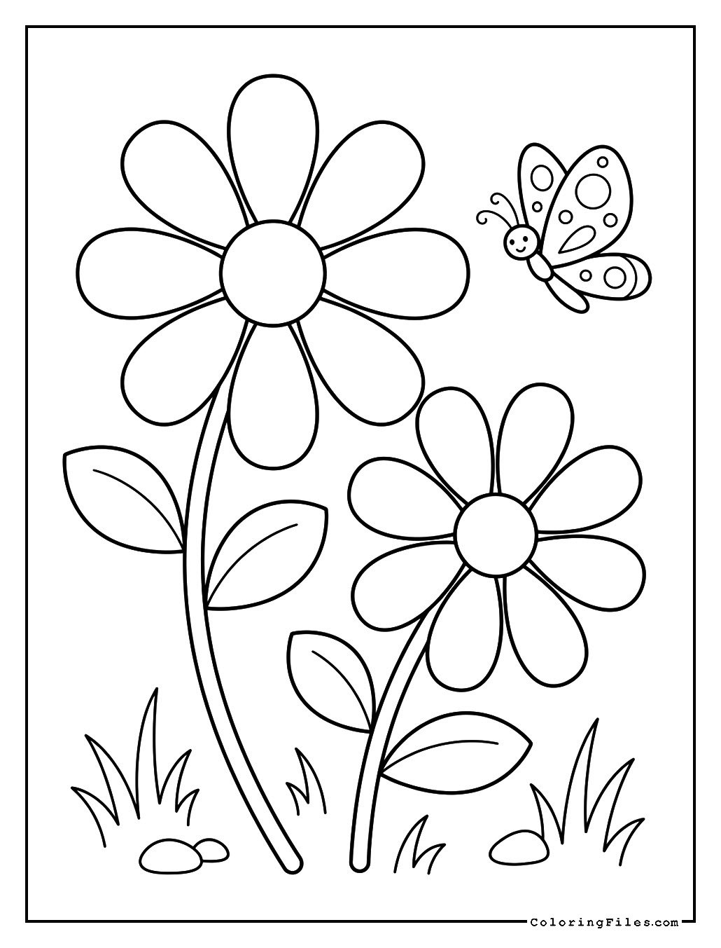 Daisies and Fluttering Bugs