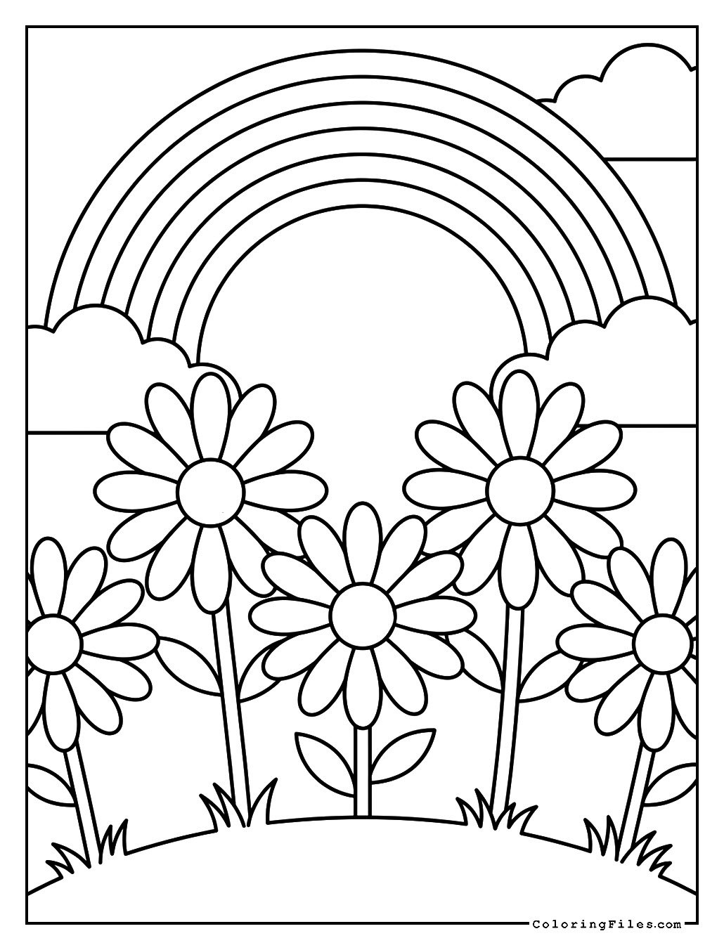 Daisy Garden Beneath a Rainbow Arch