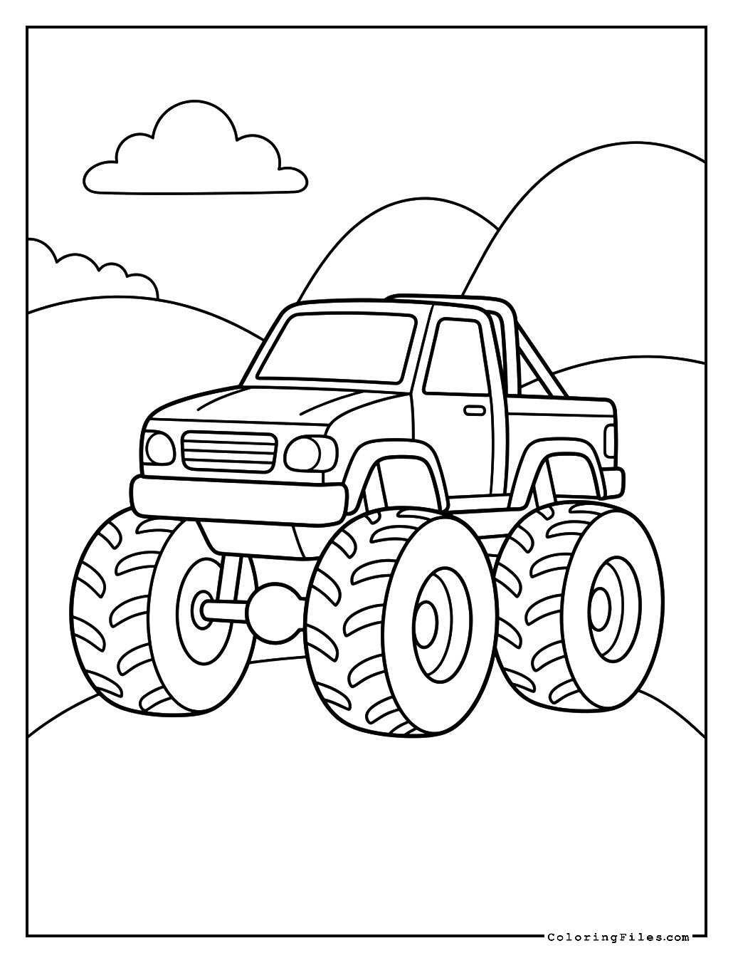 Easy Outline Of a Monster Truck