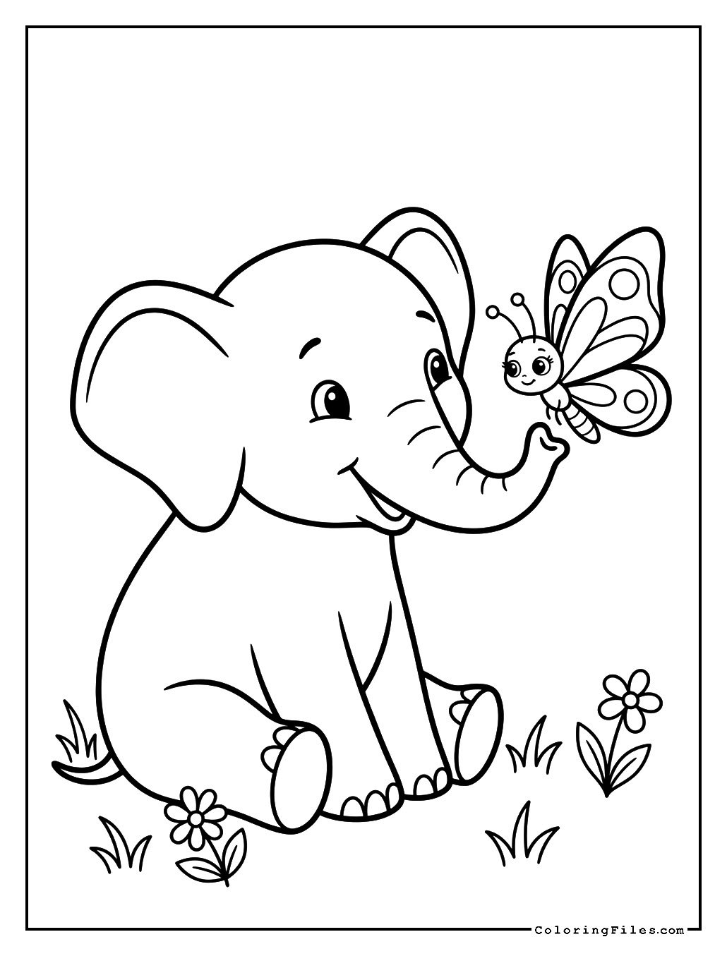 Elephant & Tiny Fluttering Friend