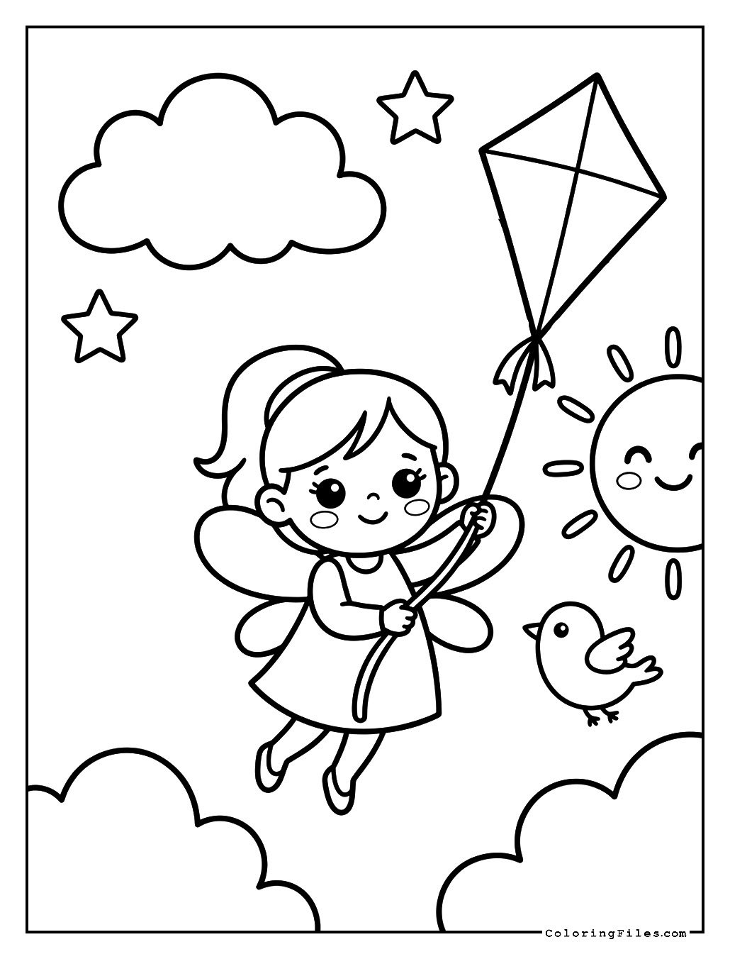 Fairy Girl Flying a Kite