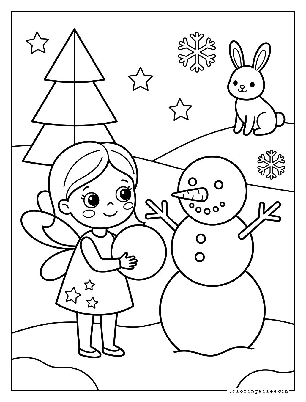 Fairy Making a Snowman