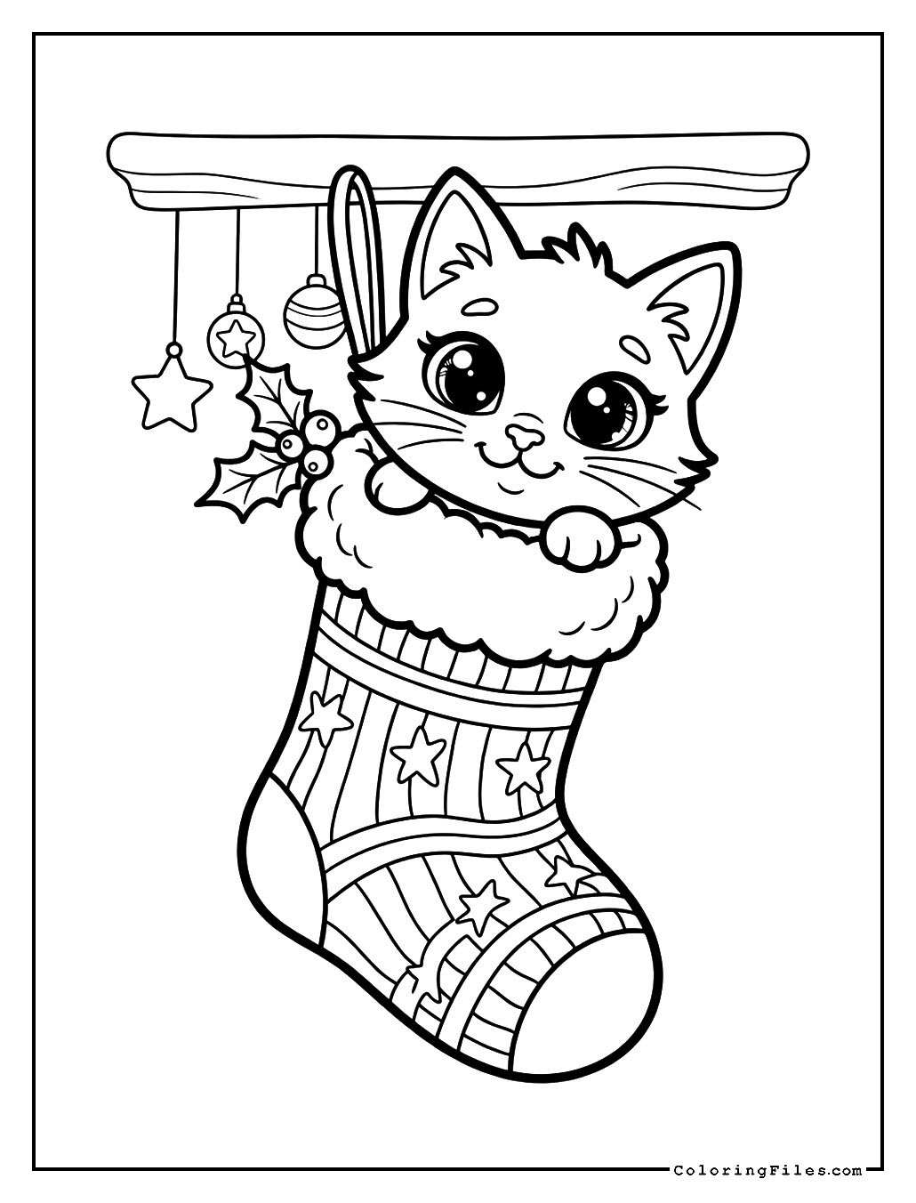 Festive Christmas Cat in a Stocking
