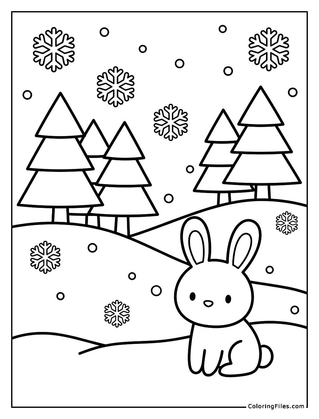 Gentle Snowflakes Falling in the Woods