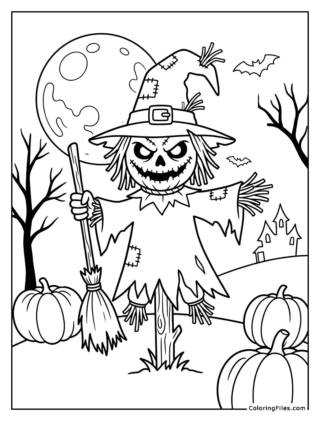 Halloween Scarecrow In Witch Costume