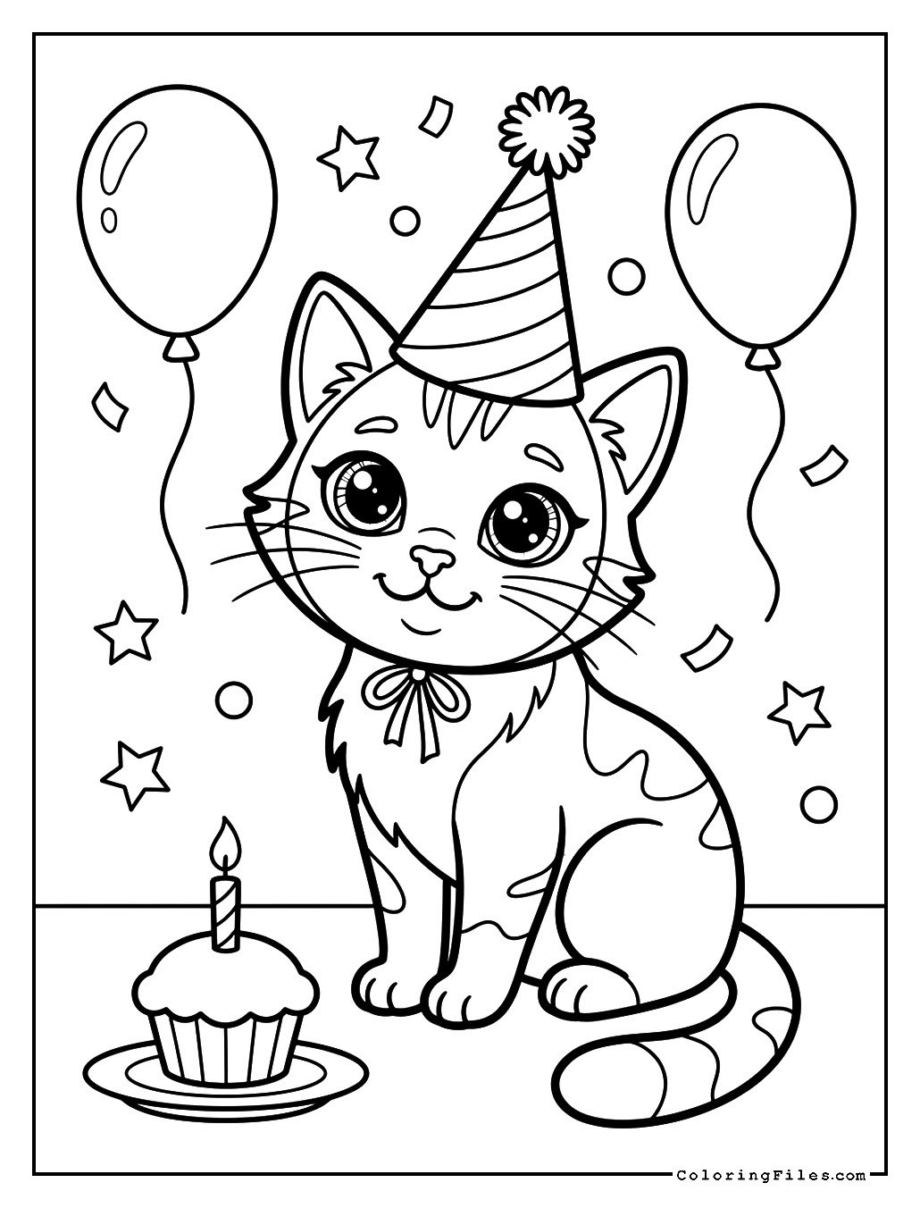 Happy Birthday Party Cat with Hat