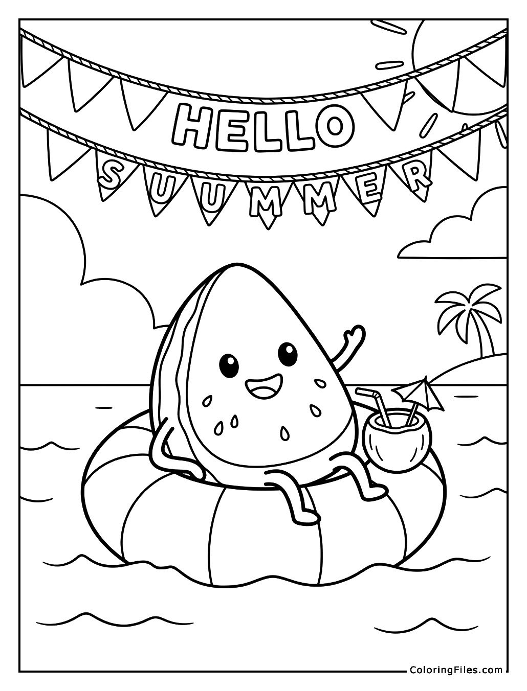 Happy Watermelon On A Floatie