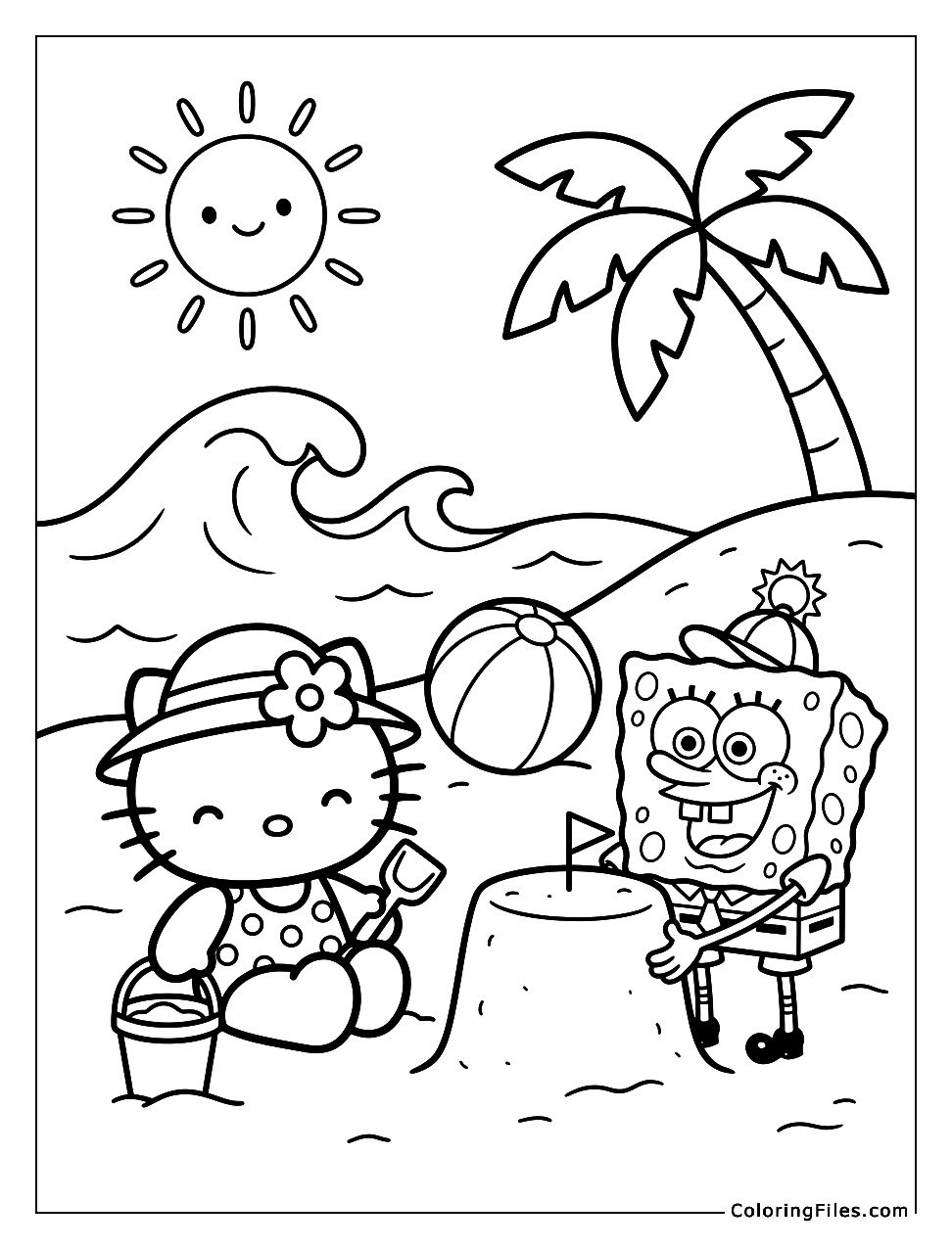 Hello Kitty and SpongeBob Beach Fun