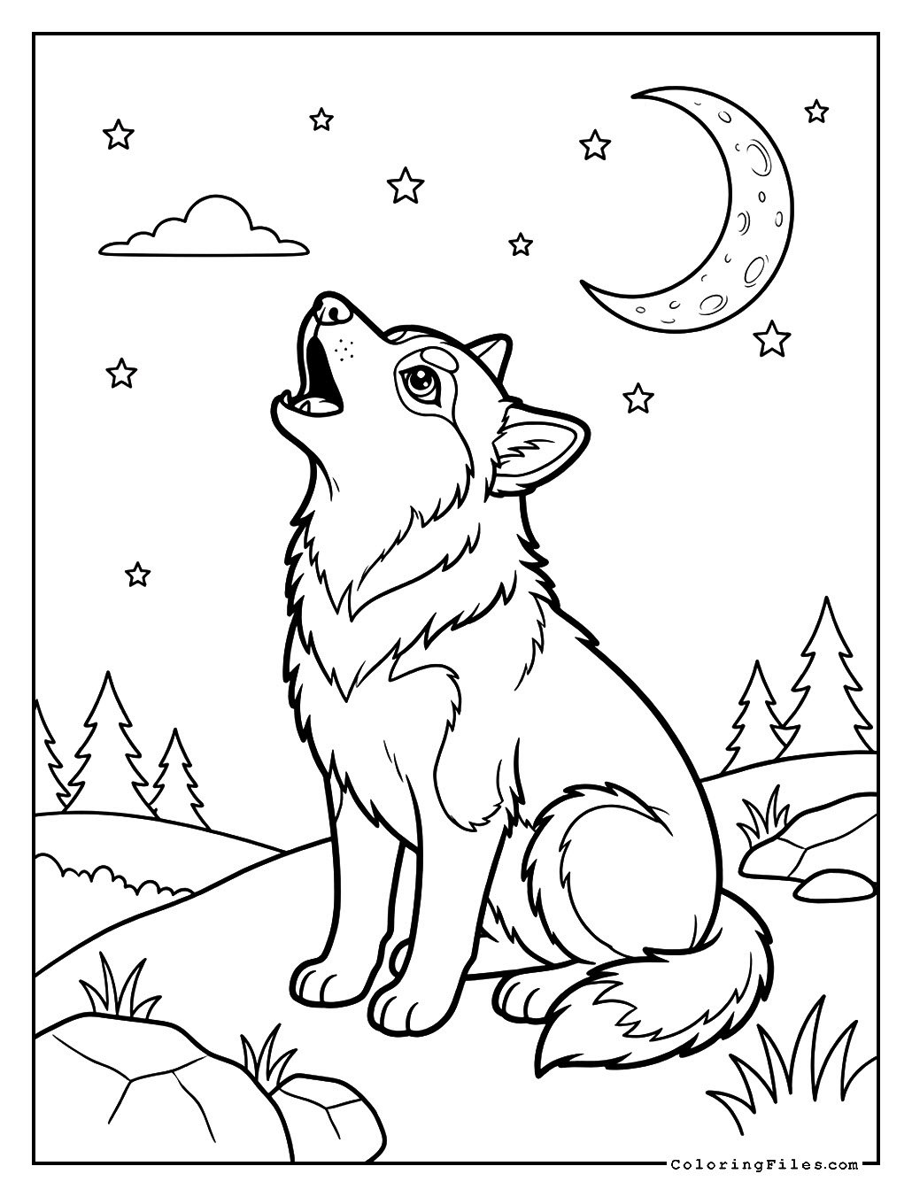 Husky Howling at the Moon