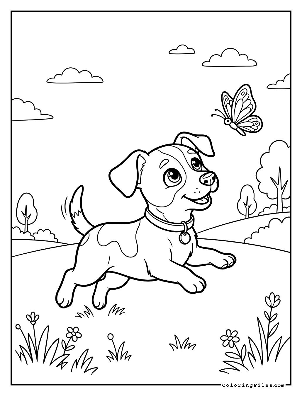 Jack Russell Chasing Butterfly