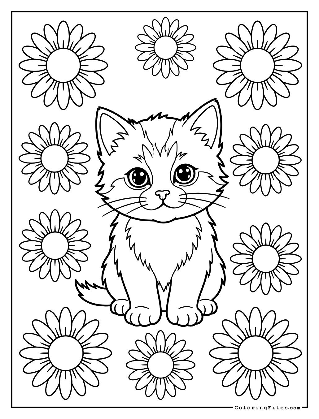 Kitten Playing in the Daisy Field