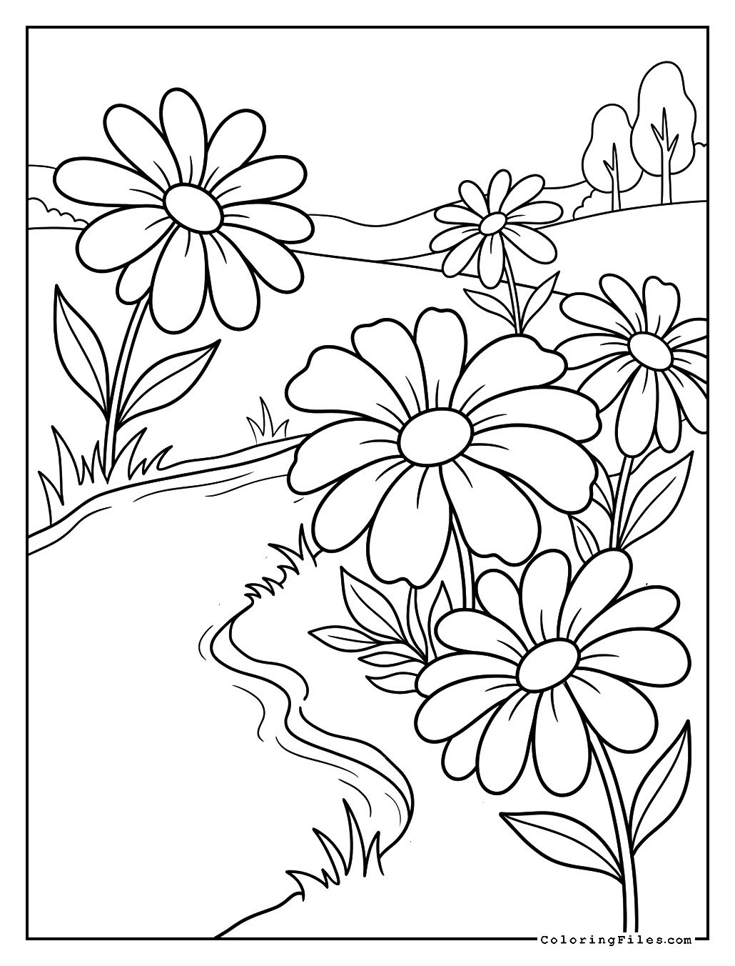 Lovely Daisy by a Sparkling Stream