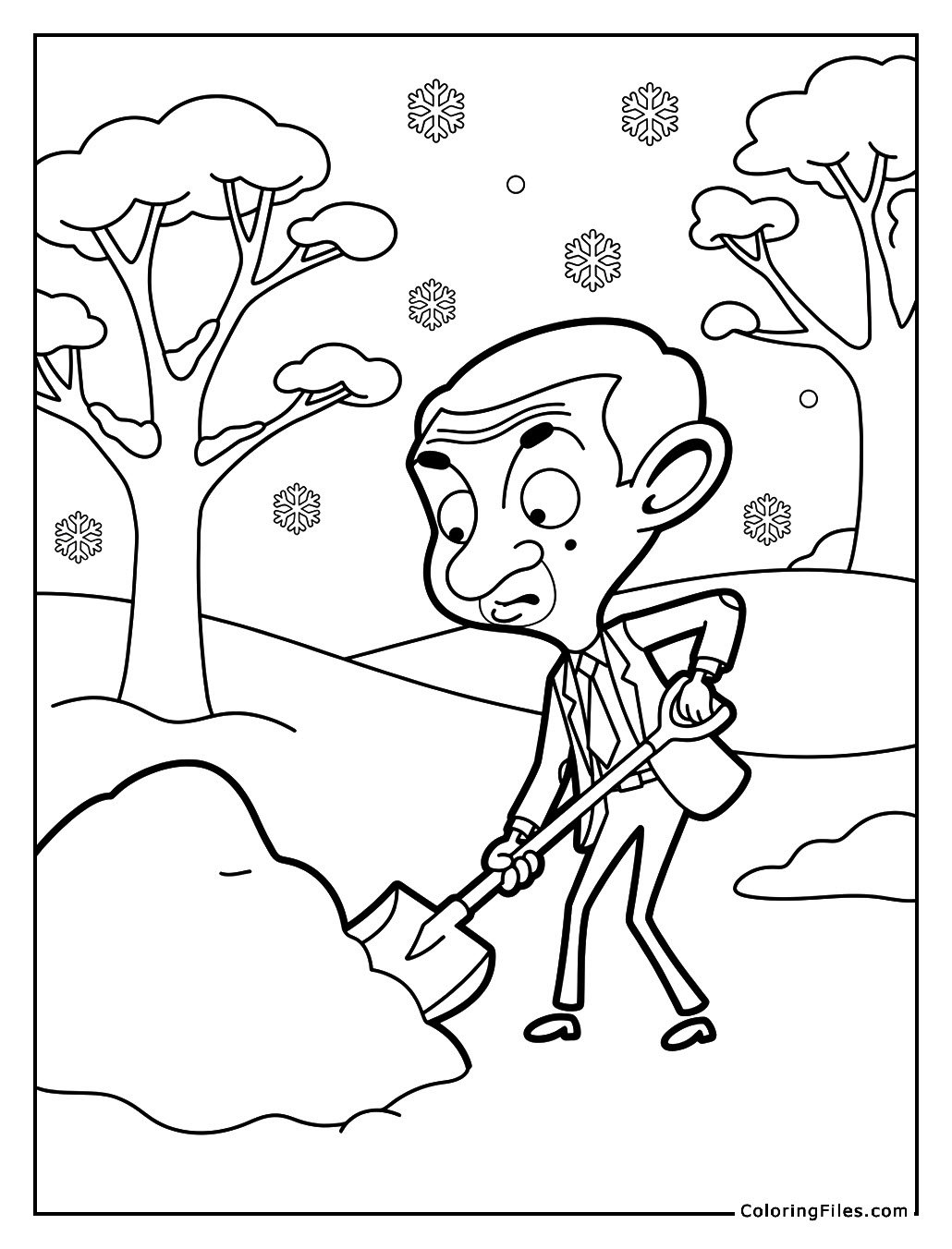 Mr. Bean Attempting to Shovel Snow