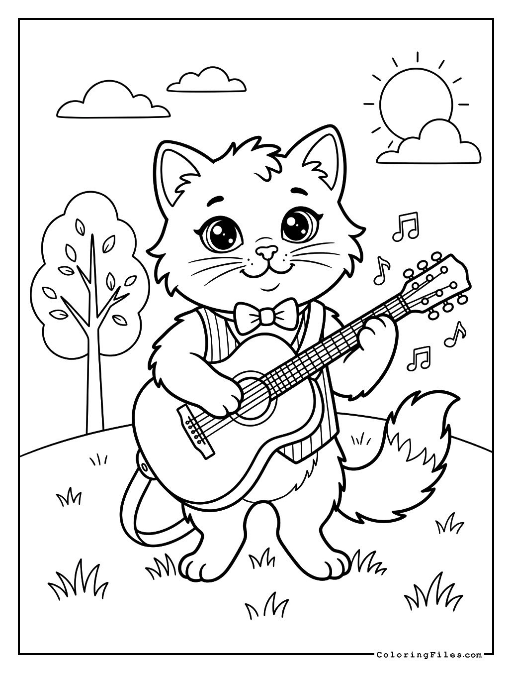 Musician Cat Playing the Guitar