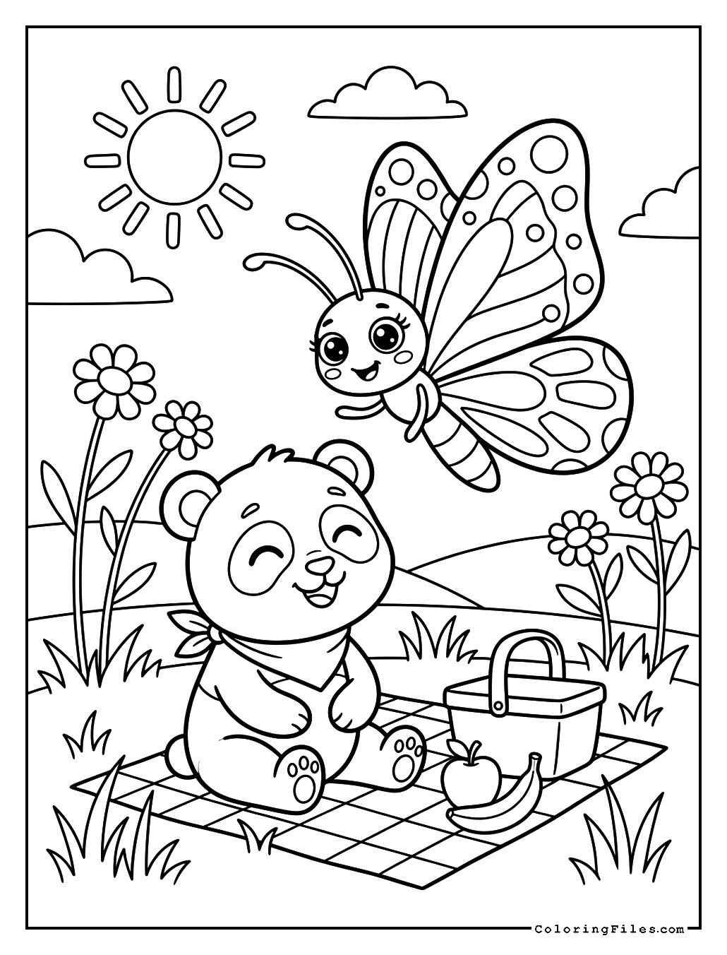 Panda Cub & Butterfly Picnic