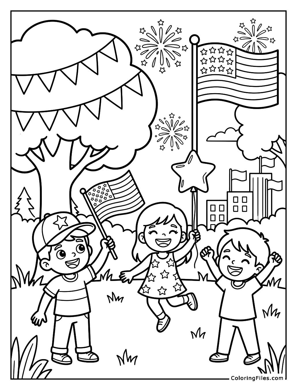 Patriotic Kids Celebrating Freedom