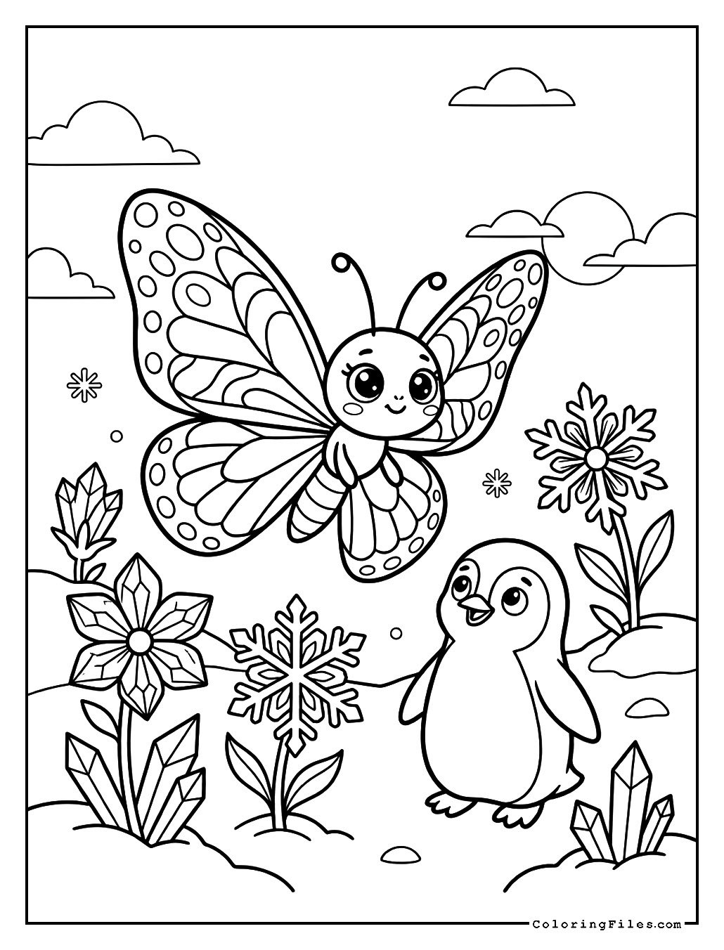 Penguin & Butterfly Ice Flowers