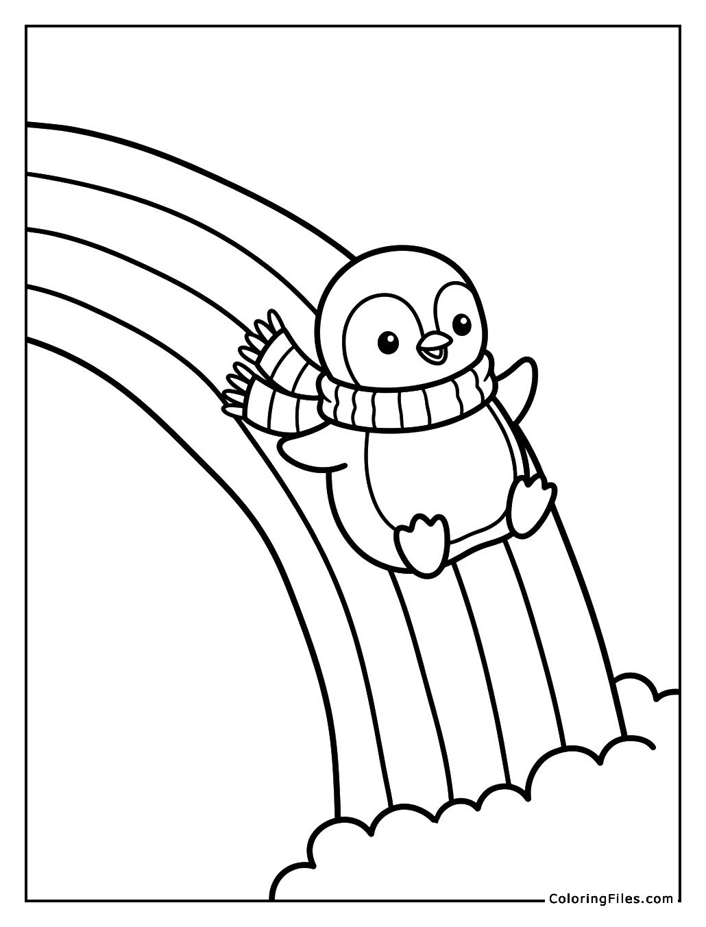 Penguin Sliding Down A Rainbow
