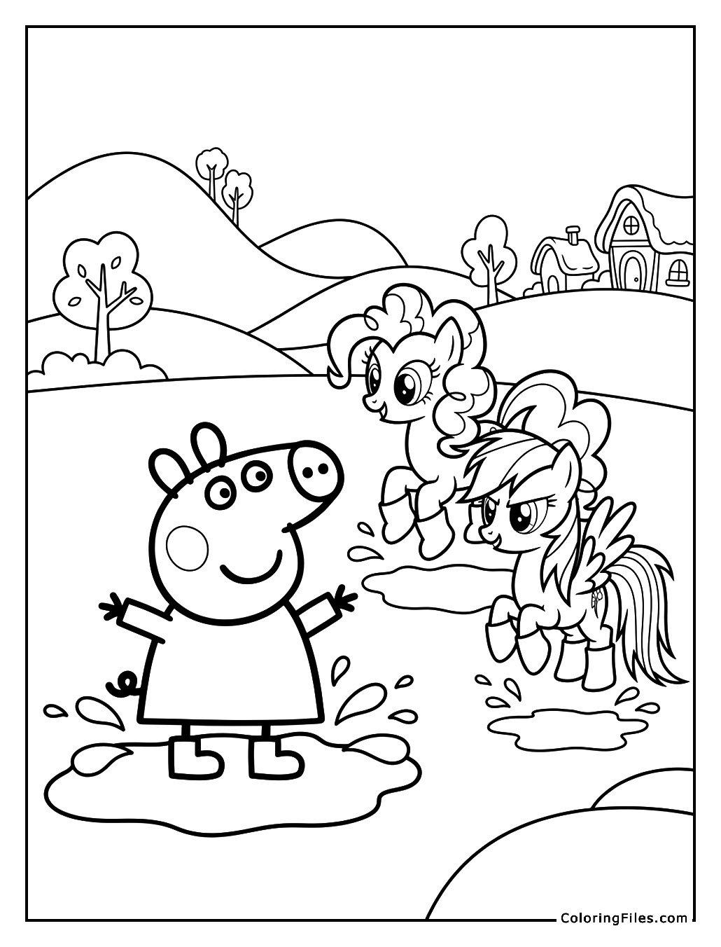 Peppa Pig and the Ponies in Muddy Puddles