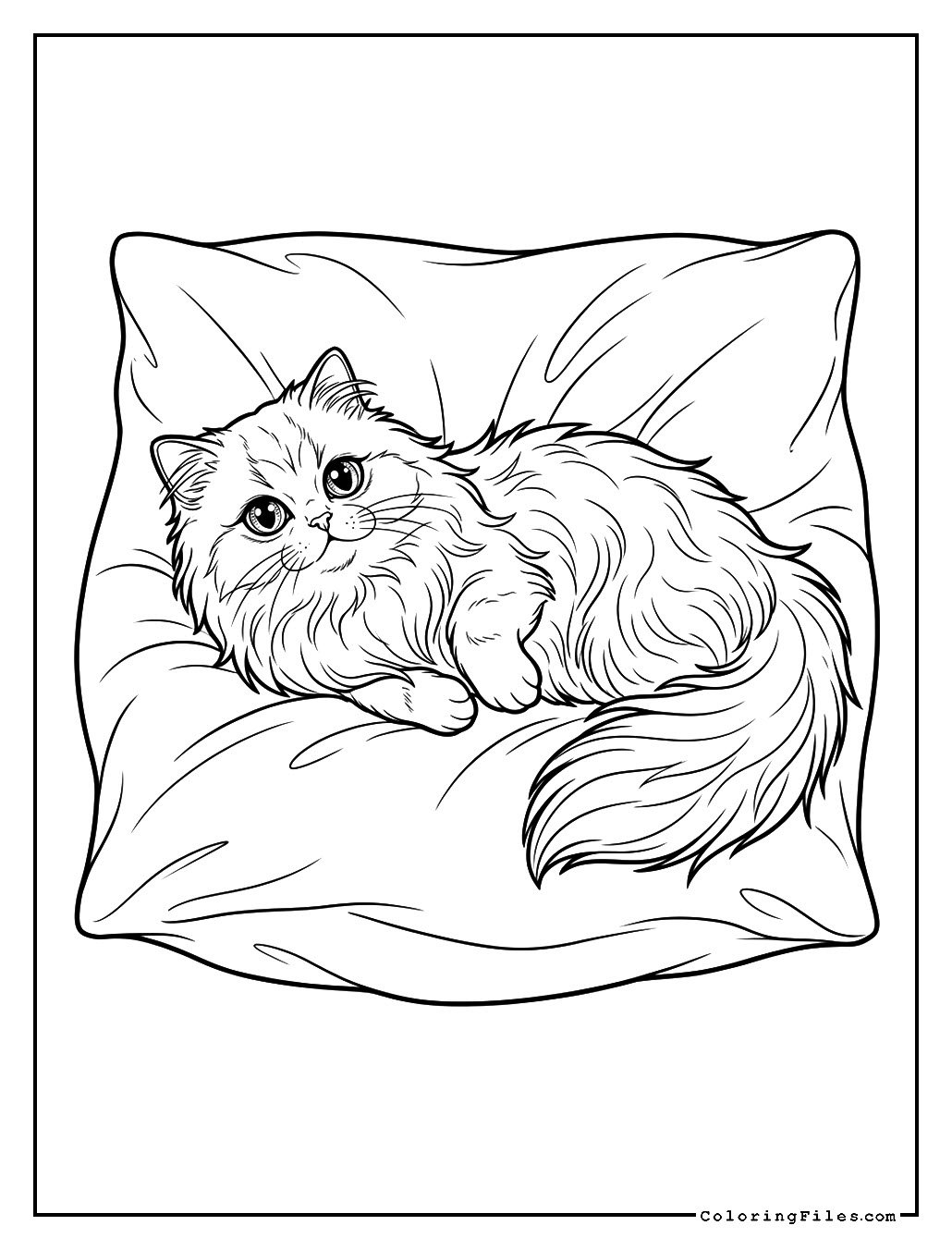 Persian Cat Lounging on a Silk Cushion