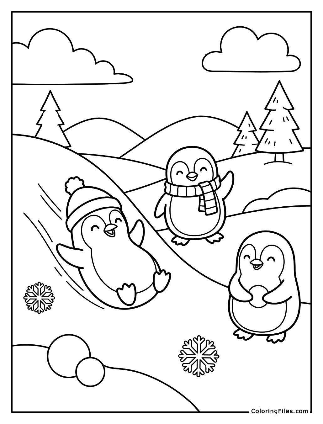 Playful Winter Penguins