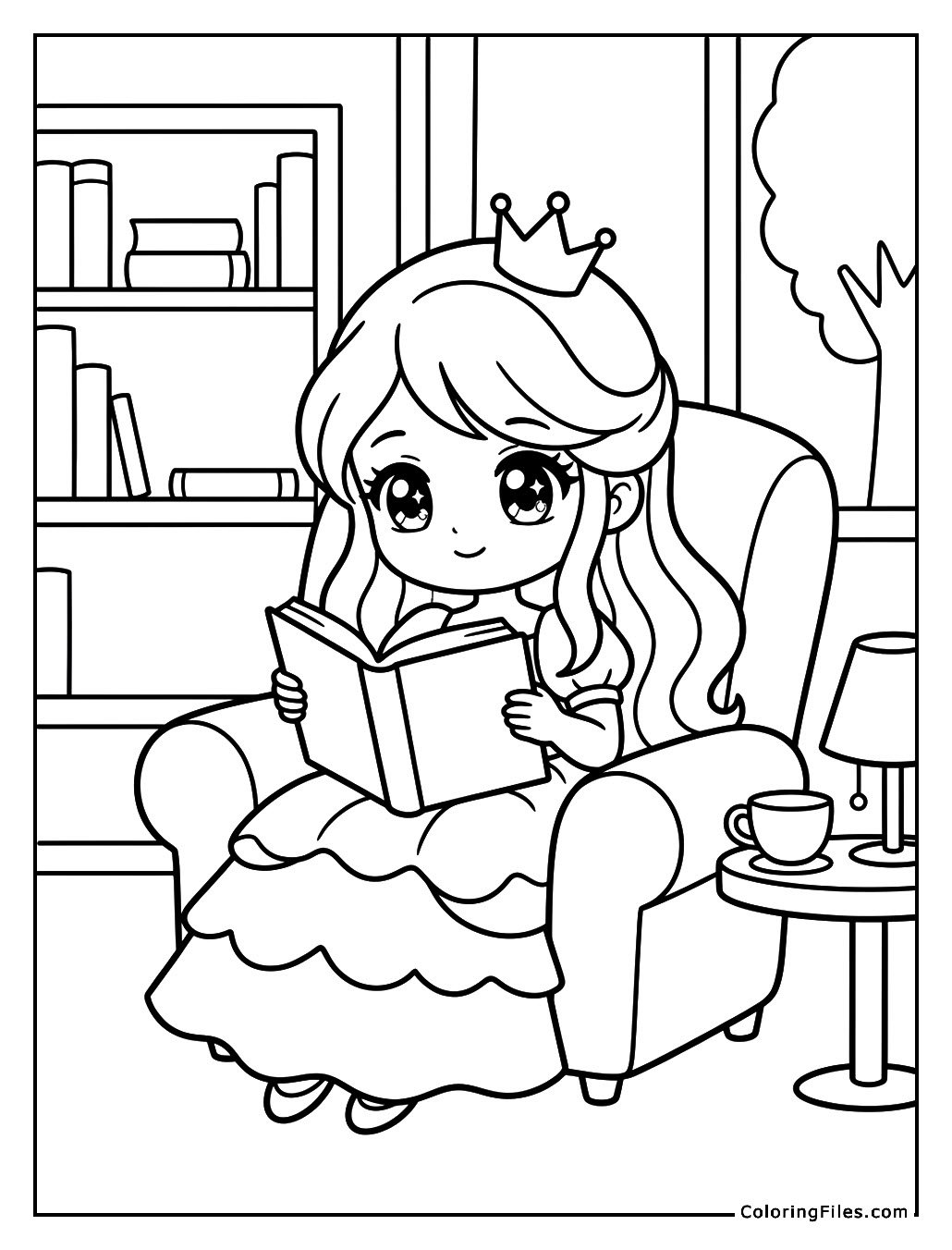 Princess Reading in the Library