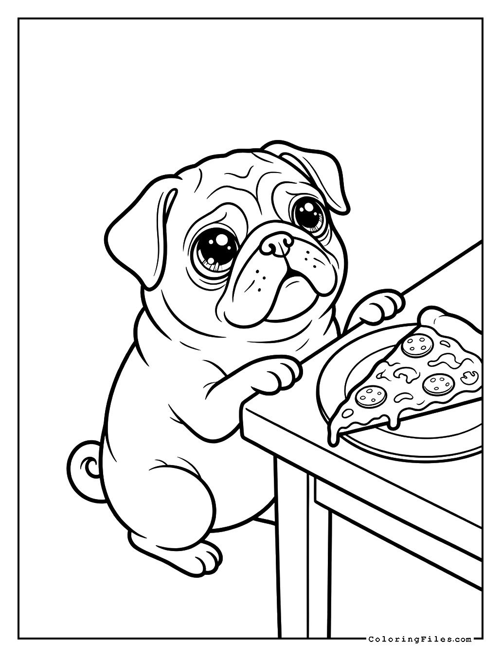 Pug Begging for Pizza