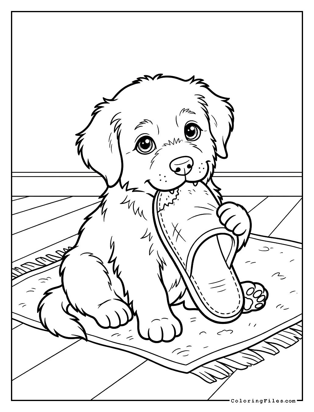Puppy Chewing a Slipper