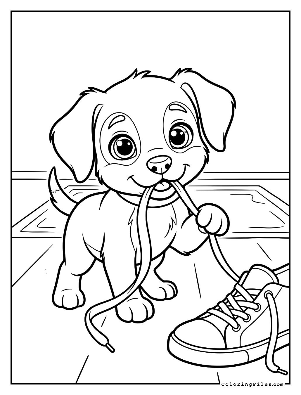 Puppy Playing with a Loose Shoelace