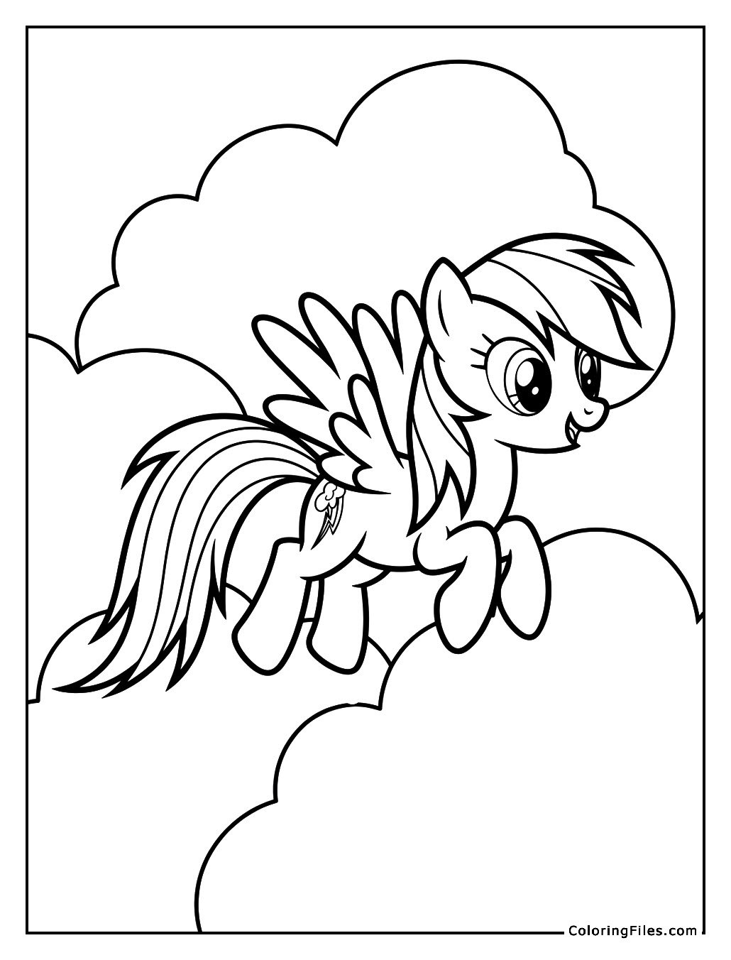 Rainbow Dash Racing Through Clouds