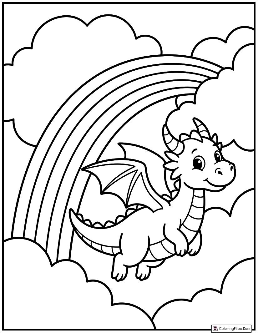 Rainbow Dragon in the Clouds