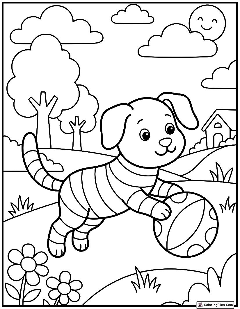 Rainbow Puppy Playing Outside