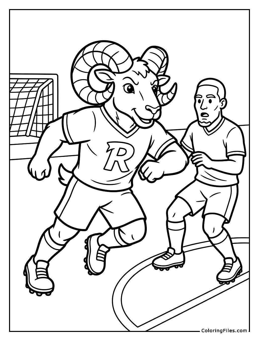 Ram Mascot Charging for the Tackle