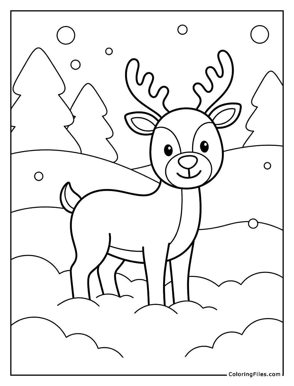 Reindeer Standing in Deep Snow